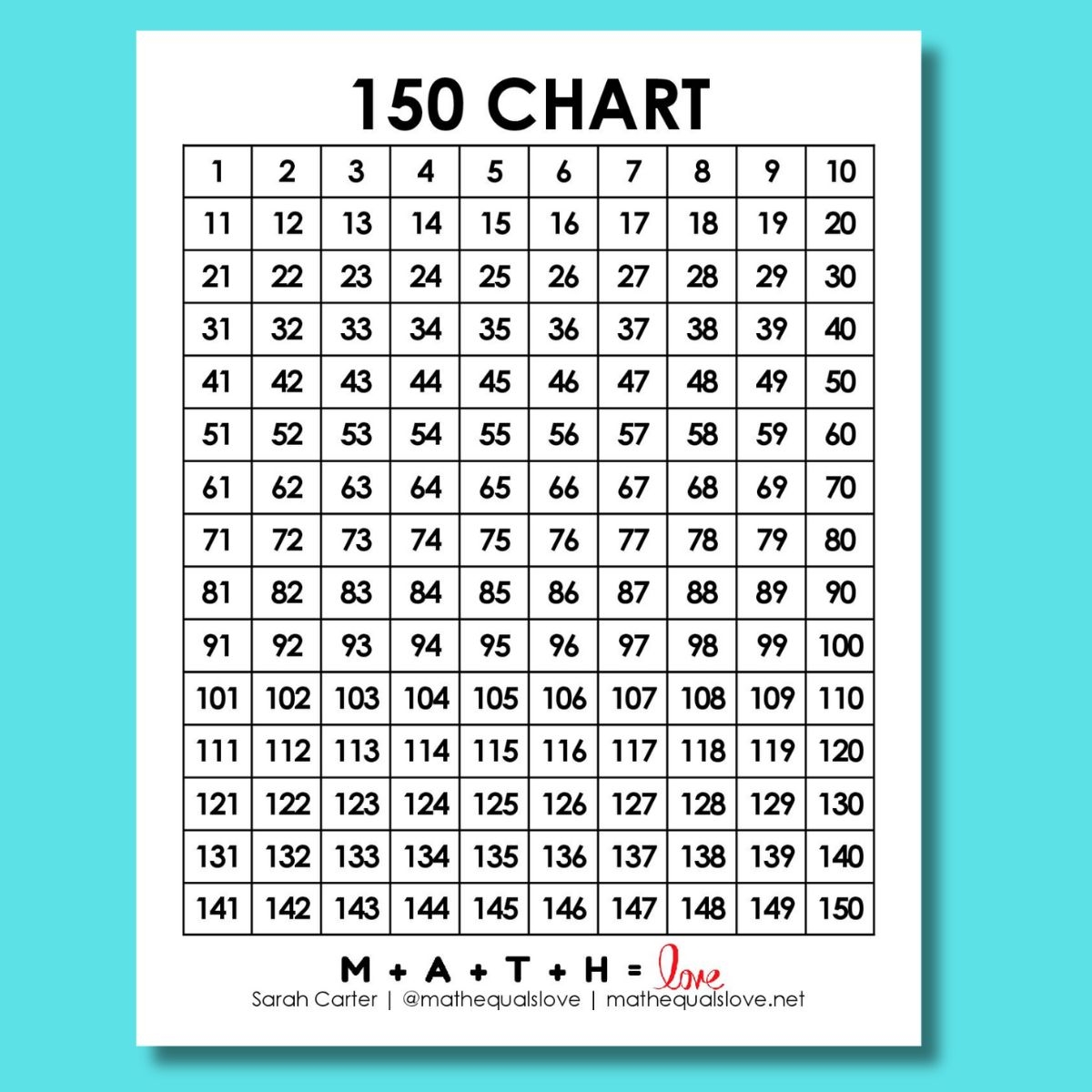Free Printable Number Chart To 150 Download Free Printable Number Chart To 150 Png Images Free Worksheets On Clipart Library