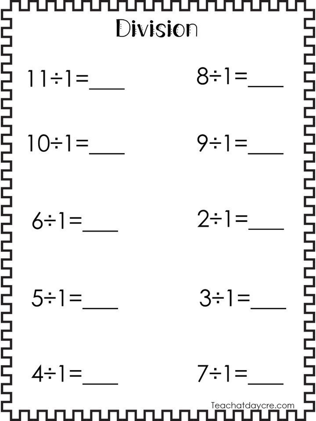 10 Printable Division Worksheets Numbers 1 10 3rd 5th Grade Math Etsy Basic Division Worksheets