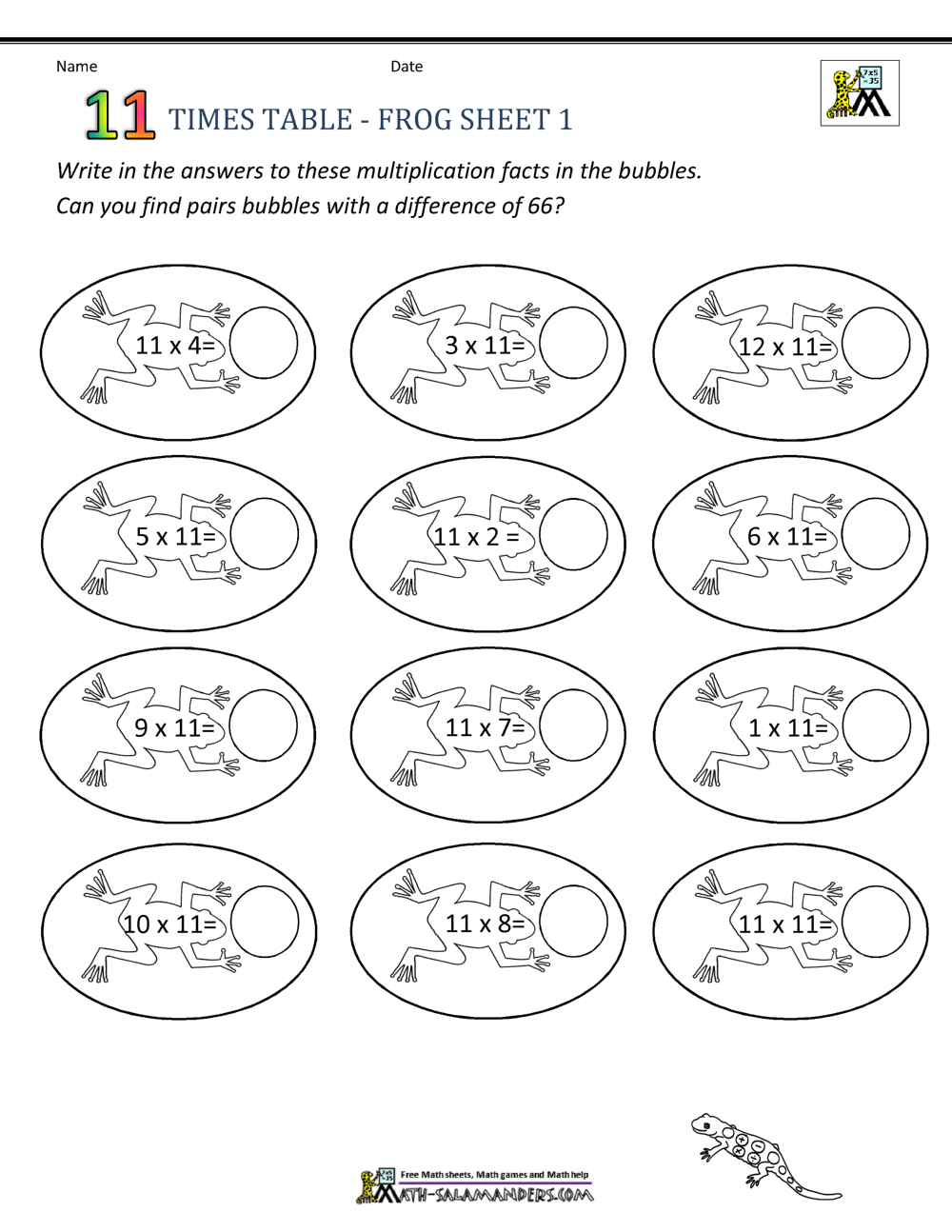 11 Times Tables Worksheets 11 Times Tables Worksheets
