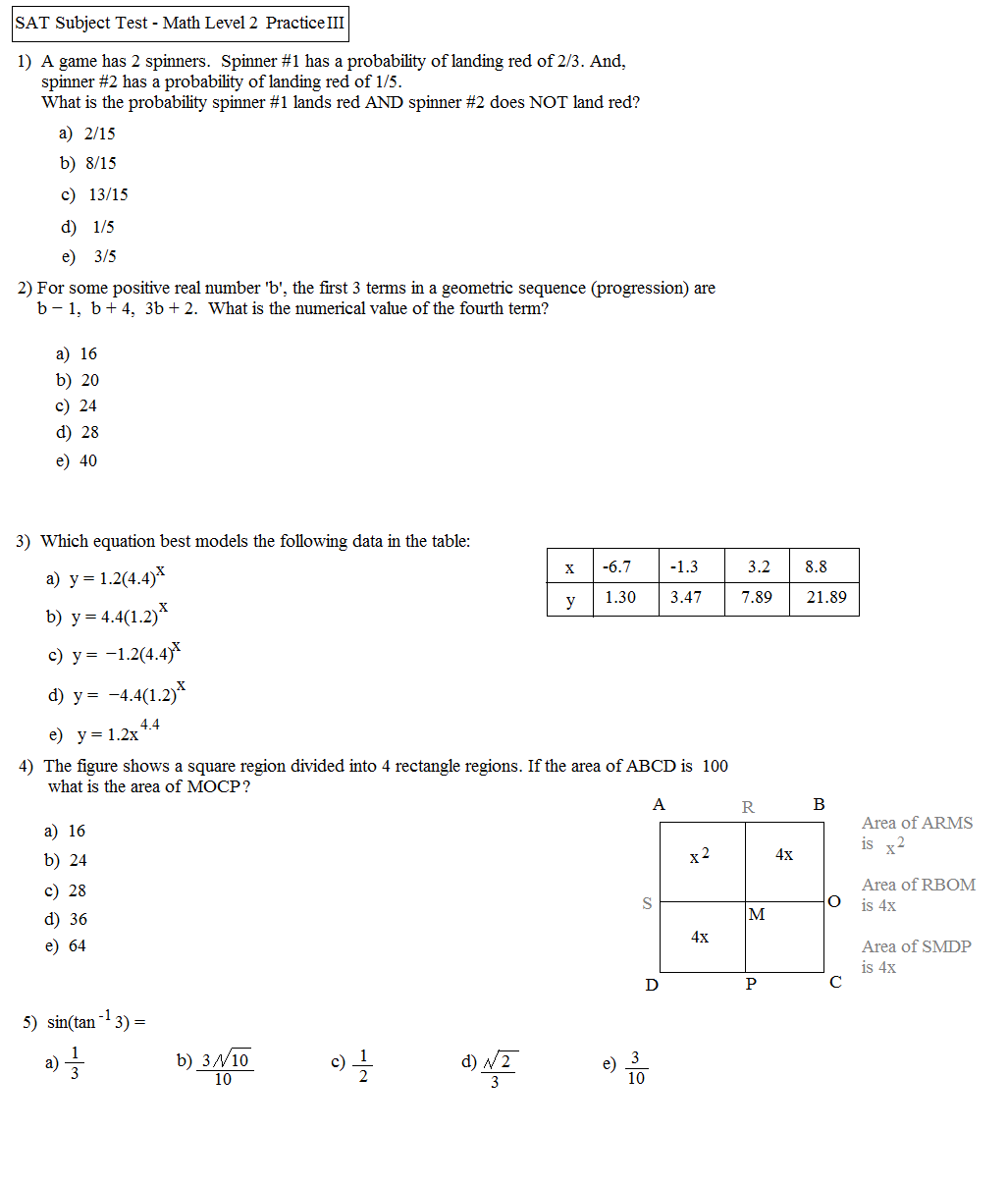 150 SAT Subject Test Math Level Practice Questions Worksheets Library 150 SAT Subject Test Math Level Practice Questions Worksheets Library