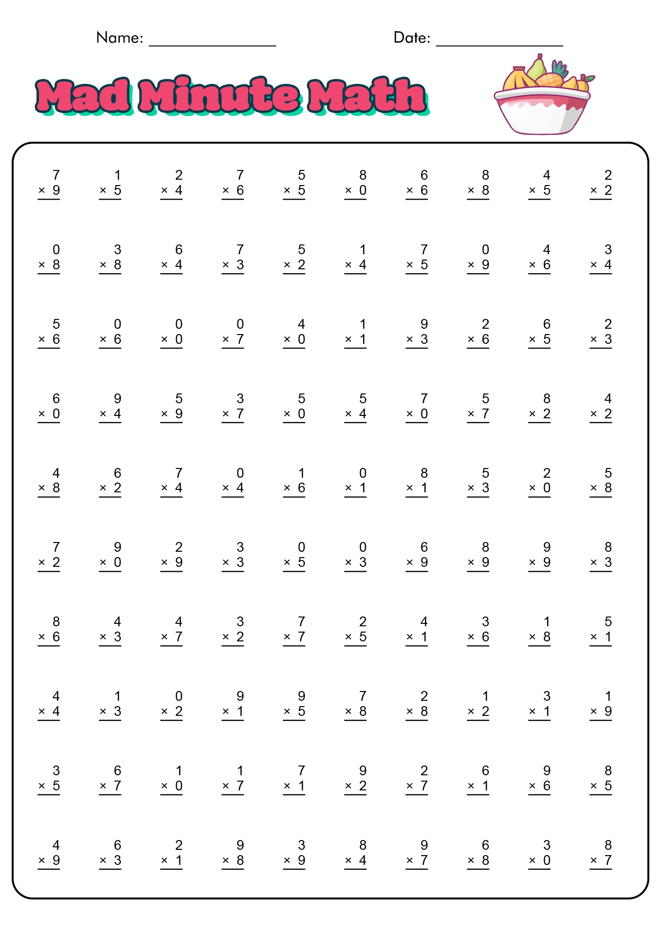 18 1 Minute Timed Addition Worksheets Free PDF At Worksheeto Math Mad Minute Worksheets Math Minutes Subtraction Facts Worksheets Library