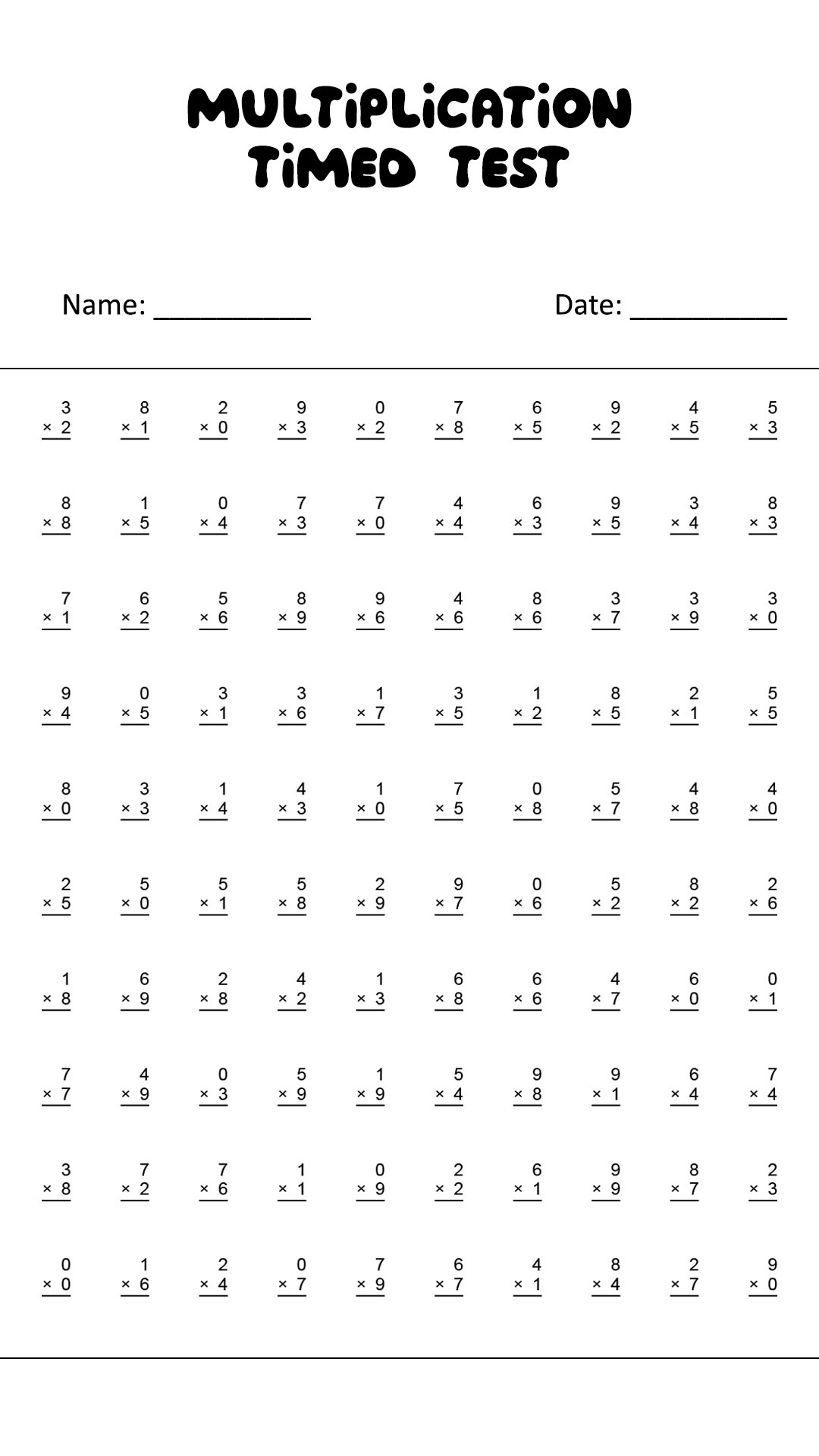 19 Timed Multiplication Worksheets Free PDF At Worksheeto Worksheets Library