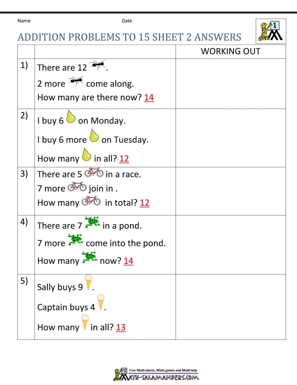 1st 2nd Grade Math Word Problems Worksheet Printable Etsy
