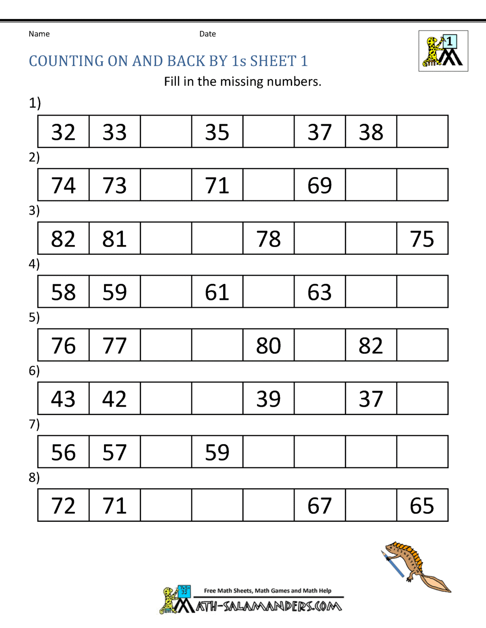 1st Grade Math Worksheets Counting By 1s And 10s Addition And Subtraction Worksheets For Kindergarten