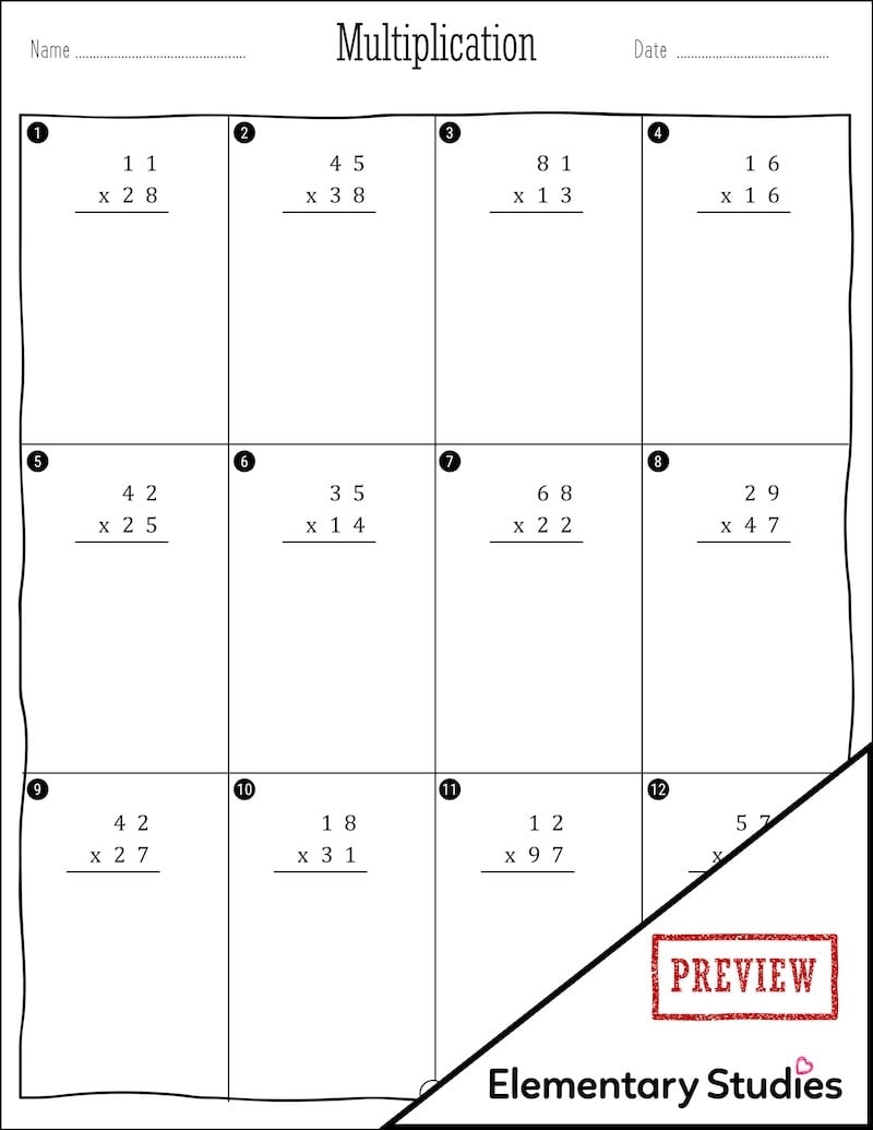 2 Digit By 2 Digit Multiplication Worksheets Elementary Studies 2 Digit By 2 Digit Multiplication Worksheets Elementary Studies