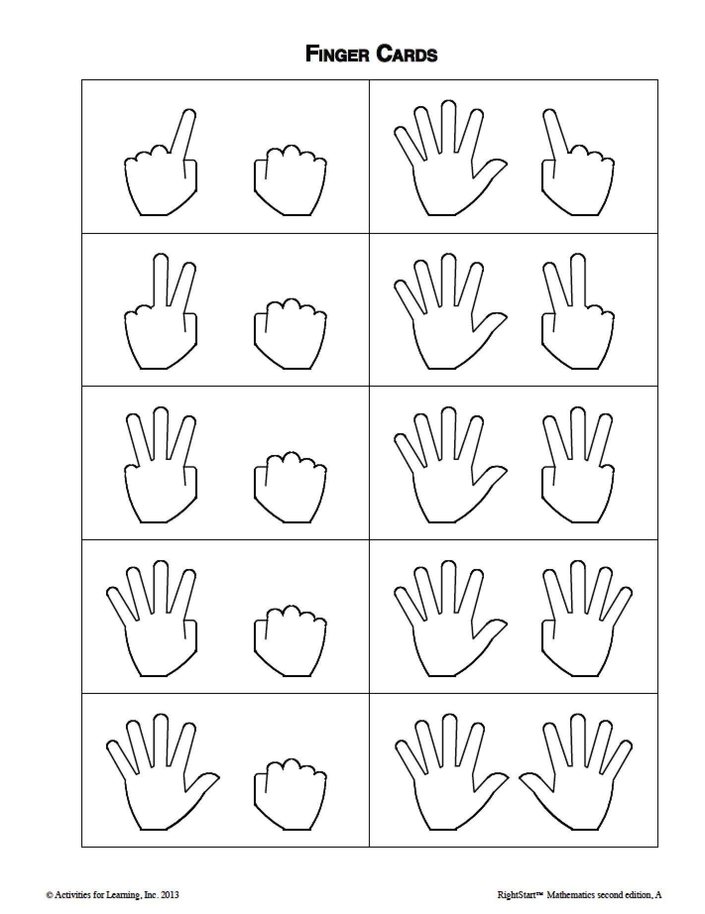 2018 Summer Game 5 Finger Cards In Order RightStart Mathematics By Activities For Learning Inc 2018 Summer Game 5 Finger Cards In Order RightStart Mathematics By Activities For Learning Inc