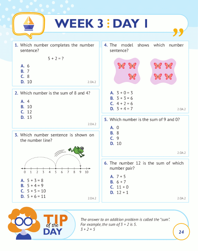 2nd Grade Common Core Math Daily Practice Workbook Part I Multiple Choice ArgoPrep