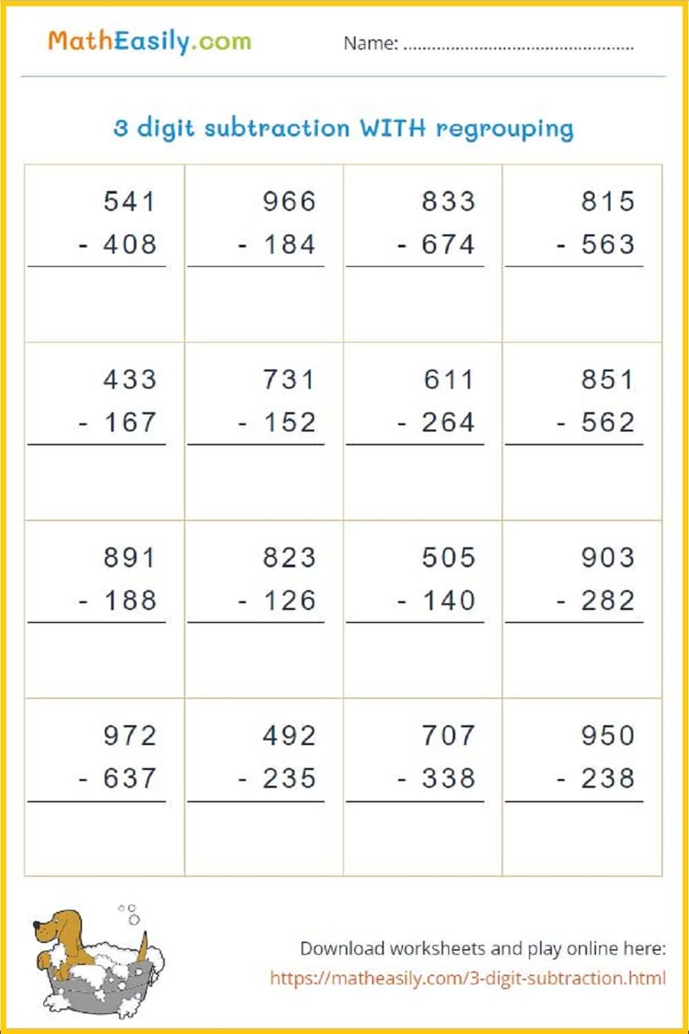 3 Digit Subtraction With Without Regrouping Games 3 Digit Subtraction With Without Regrouping Games