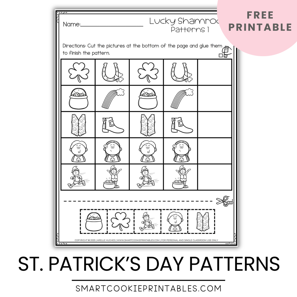 3 Free St Patrick S Day Pattern Worksheets Smart Cookie Printables