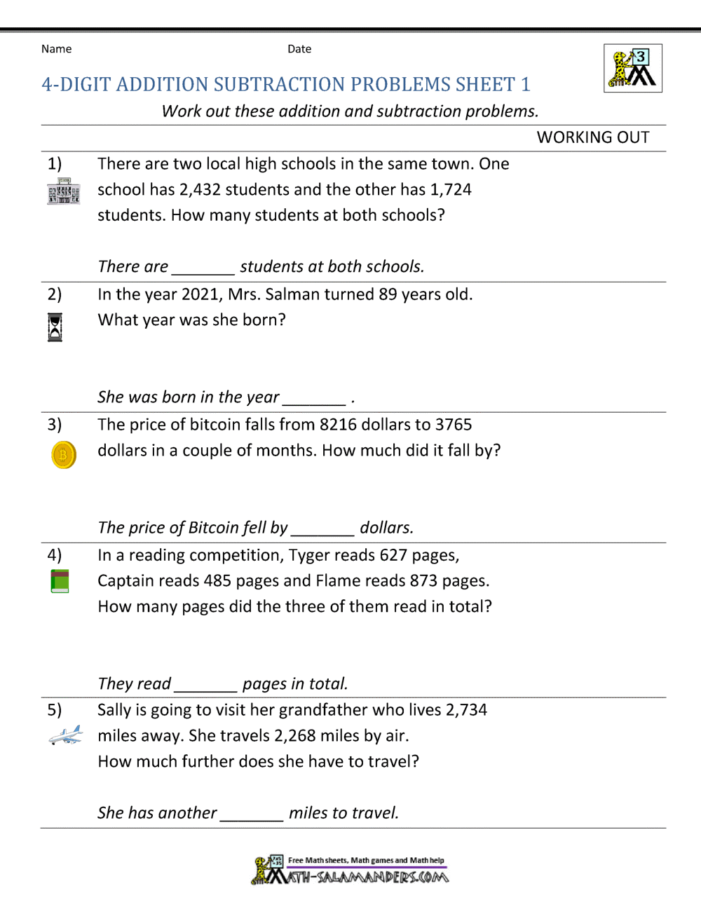 3rd Grade Addition And Subtraction Word Problems 3rd Grade Math Word Problems Worksheets For Free ArgoPrep