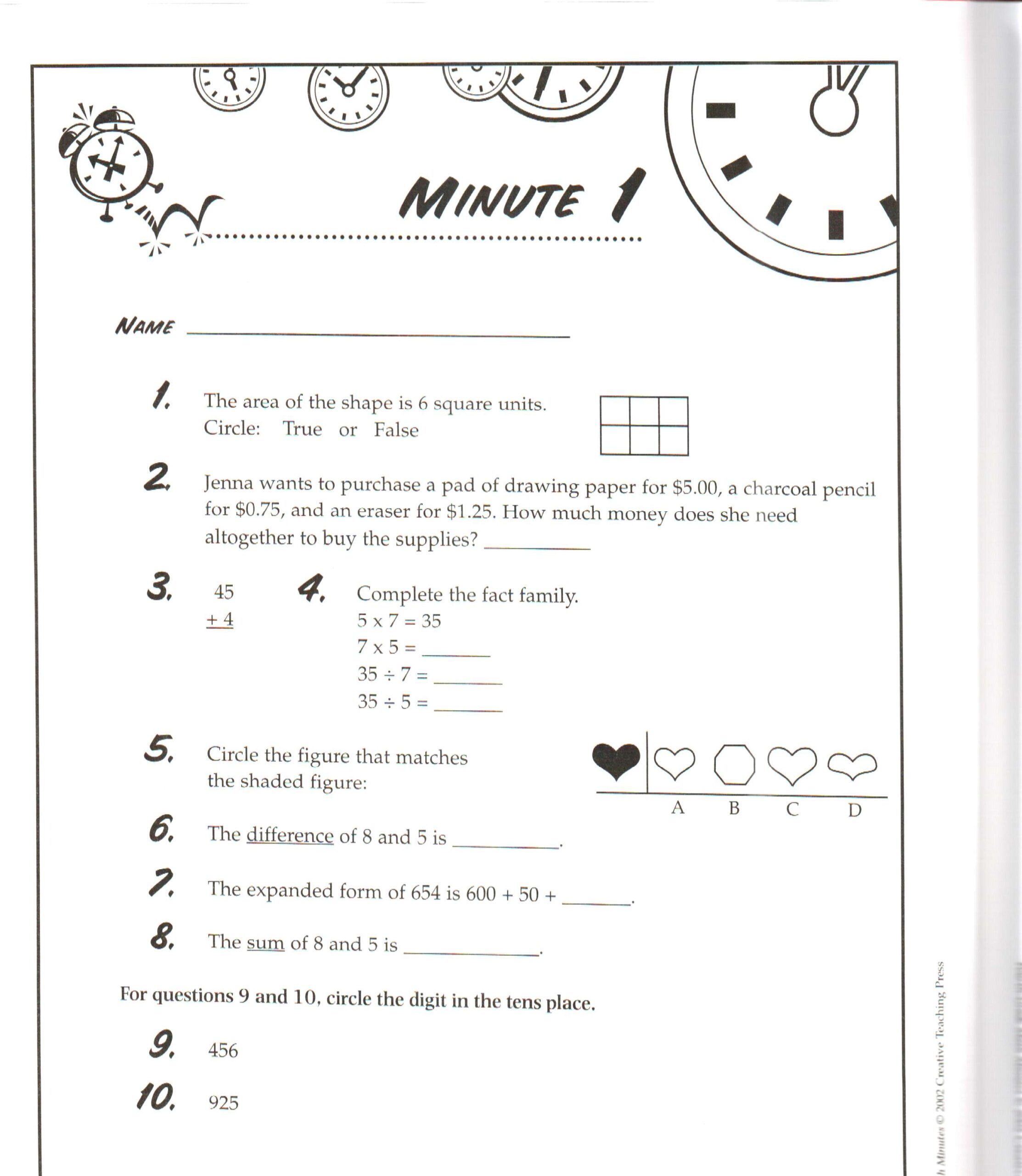 3rd Grade Daily Math Minutes Mrs Faoro 3rd Grade Daily Math Minutes Mrs Faoro