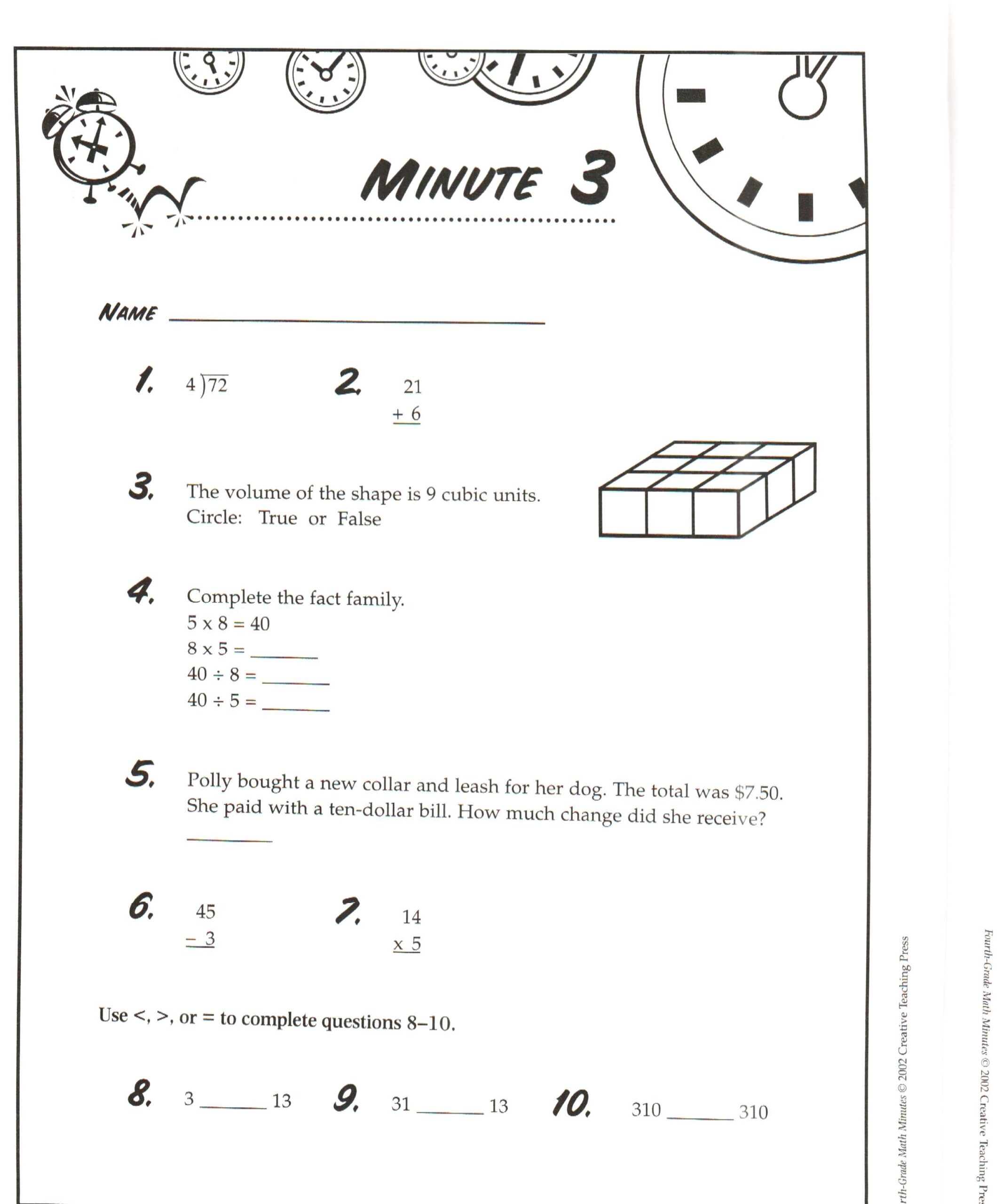 3rd Grade Daily Math Minutes Mrs Faoro