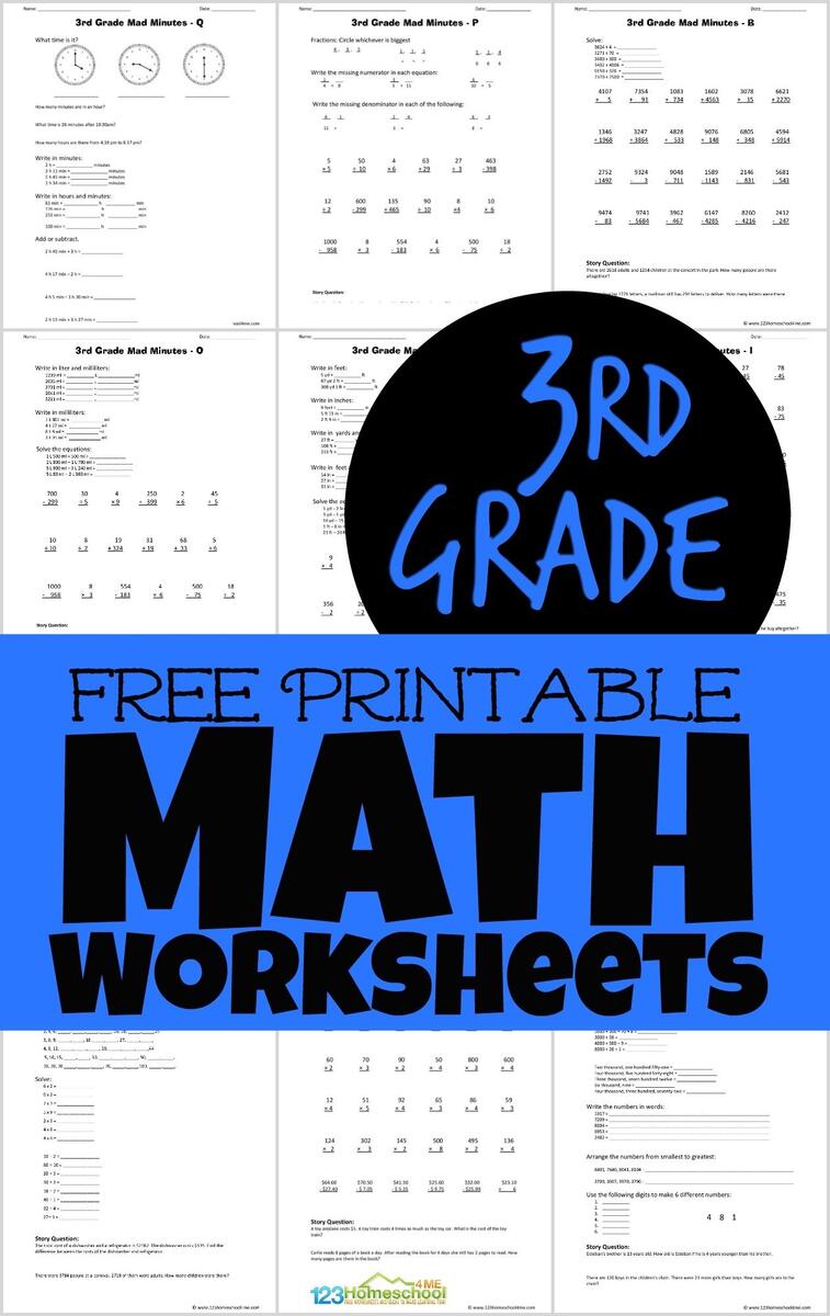3rd Grade Math Worksheets 123 Homeschool 4 Me