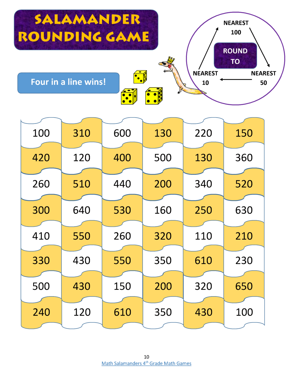 4th Grade Math Games Booklet 4th Grade Math Games Booklet