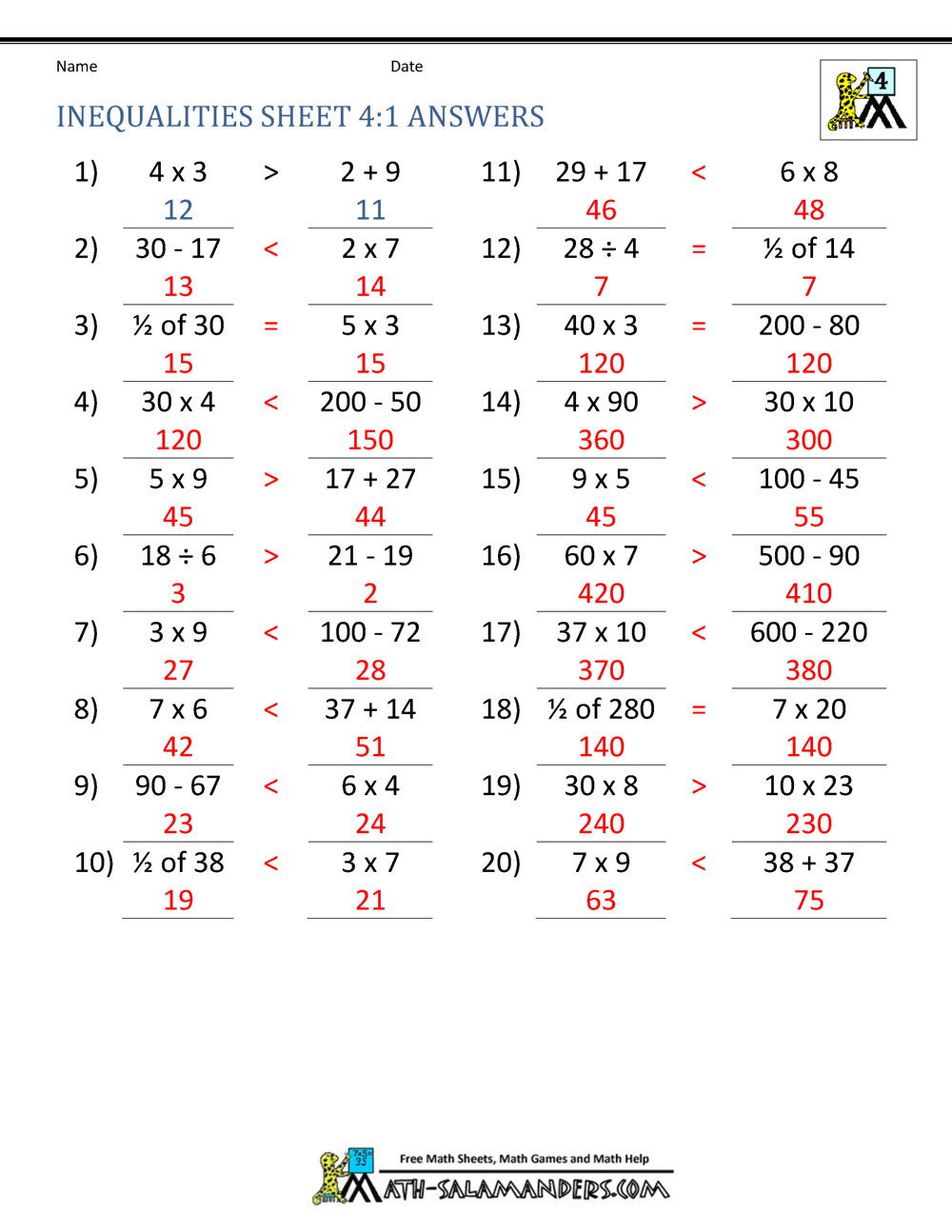 4th Grade Math Practice Multiples Factors And Inequalities 4th Grade Math Practice Multiples Factors And Inequalities