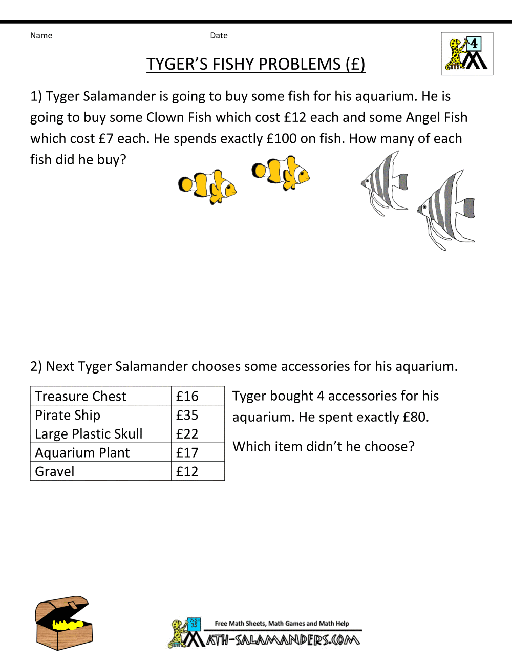 4th Grade Math Problems 4th Grade Math Problems