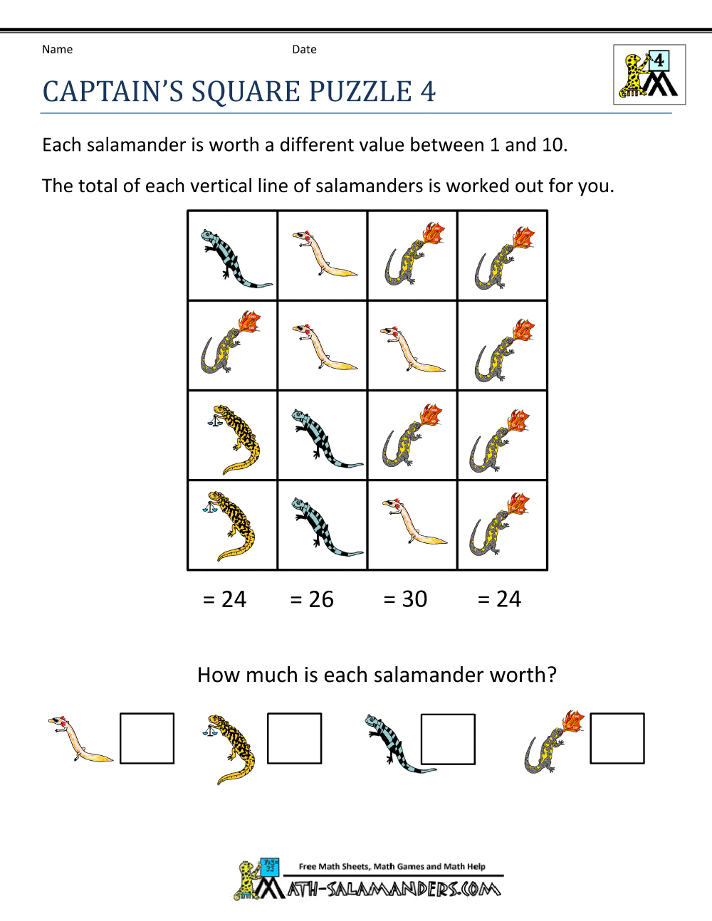 4th Grade Math Puzzles 4th Grade Math Puzzles