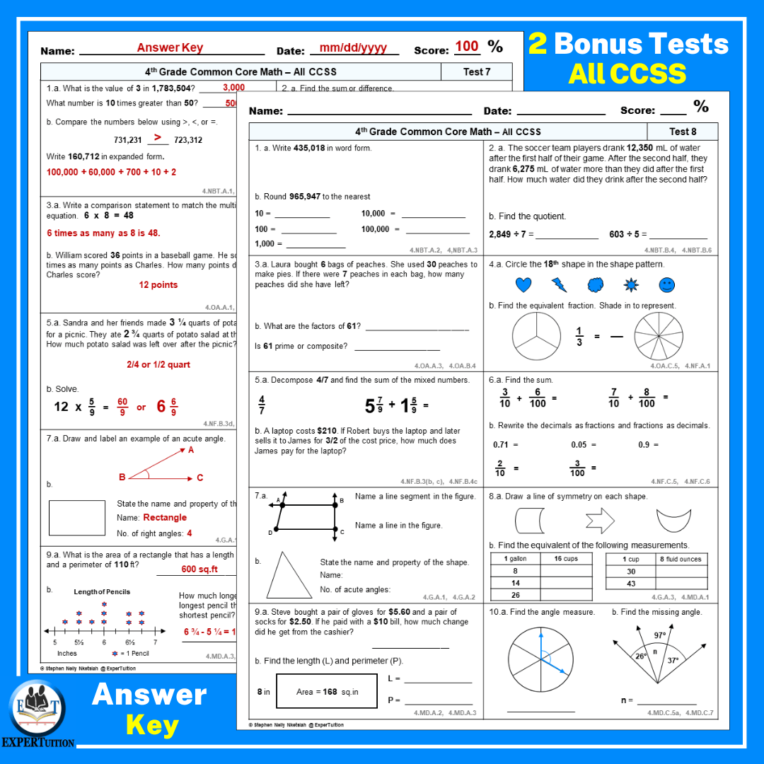 Grade 4 Math Daily Spiral Review For Math Homework Or Math Morning Work October Made By Teachers