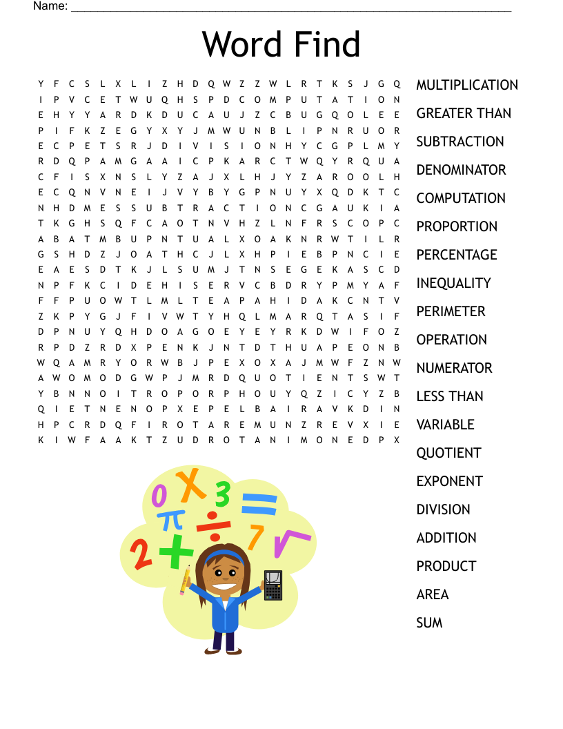 4th Grade Math Vocabulary Word Search WordMint 4th Grade Math Vocabulary Word Search WordMint