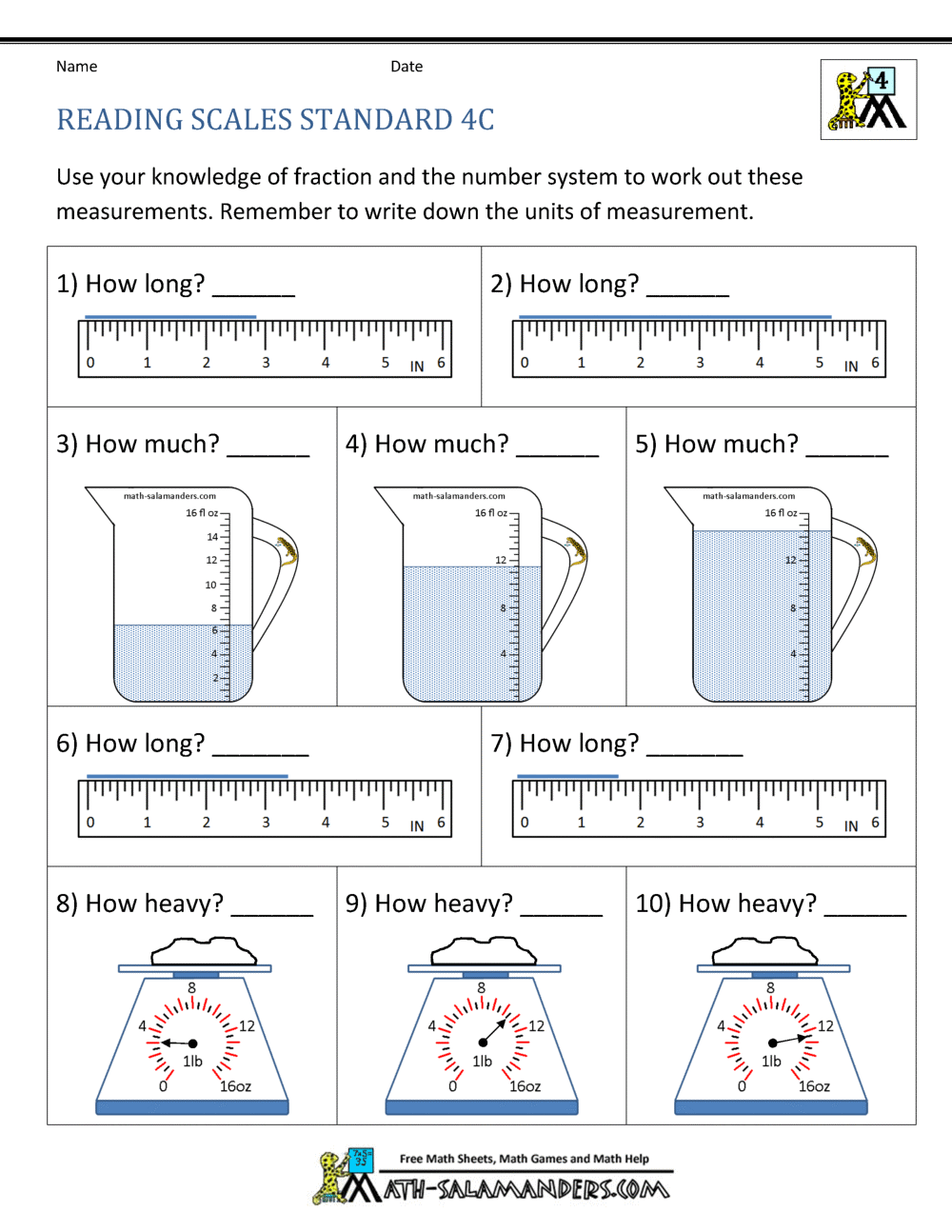 4th Grade Measurement Worksheets 4th Grade Measurement Worksheets