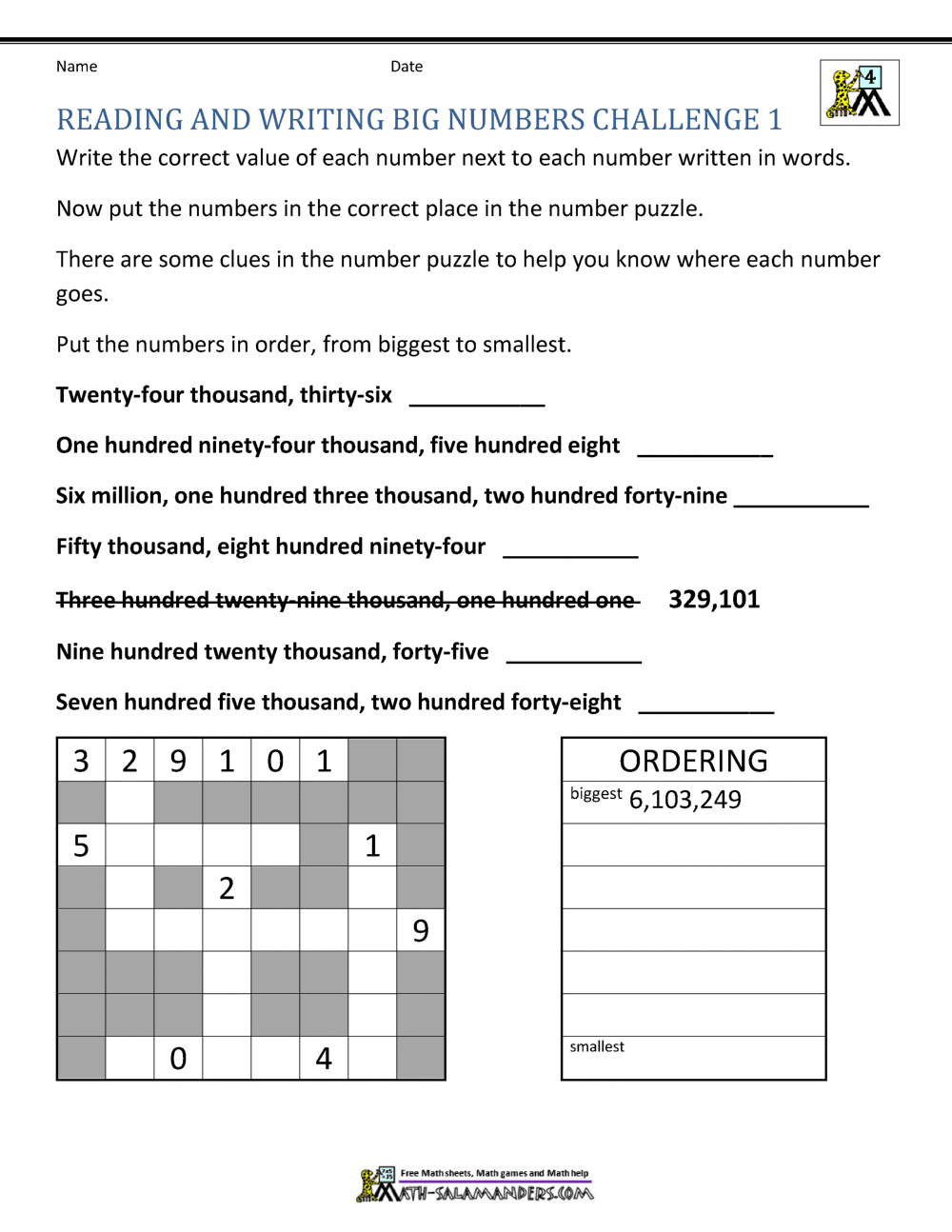 4th Grade Place Value Worksheets