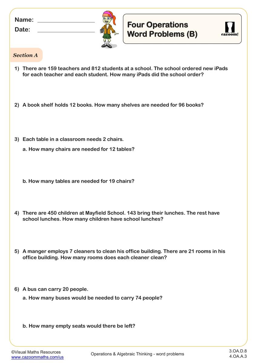 4th Grade Solve Word Problems Worksheets PDF Printable Worksheets Cazoom Math 4th Grade Solve Word Problems Worksheets PDF Printable Worksheets Cazoom Math