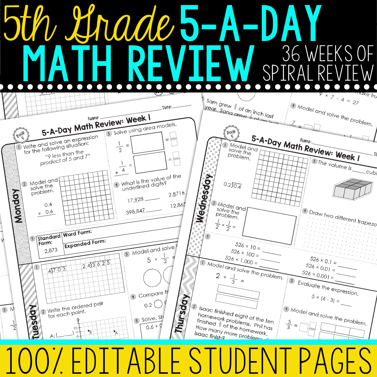 5th Grade Daily Math Spiral Review Teacher Thrive 5th Grade Daily Math Spiral Review Teacher Thrive