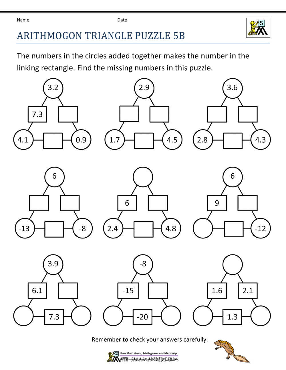 5th Grade Math Puzzles