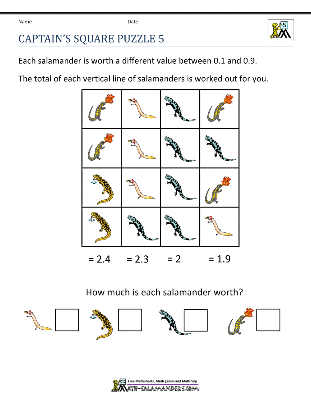 5th Grade Math Puzzles 5th Grade Math Puzzles
