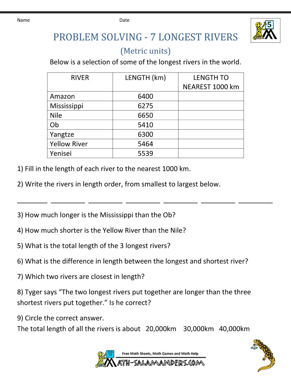 5th Grade Math Word Problems 5th Grade Math Word Problems