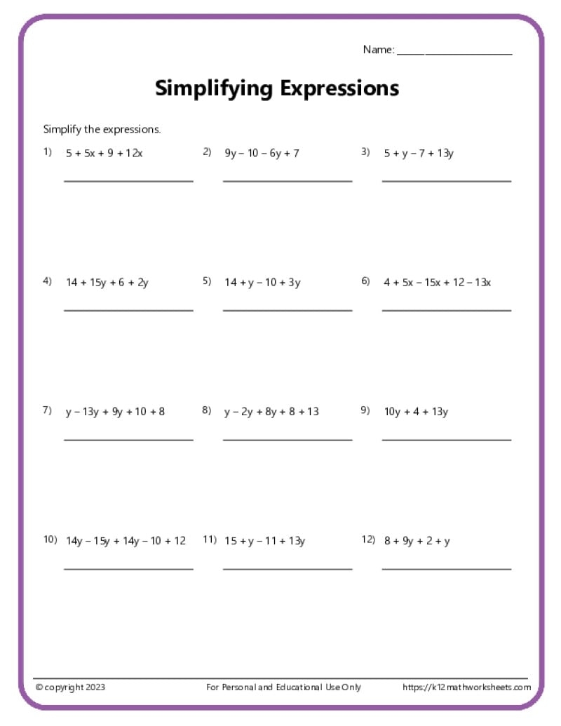 6th Grade Algebra Worksheets 6th Grade Math Worksheets Printable PDF Worksheets Cazoom Math