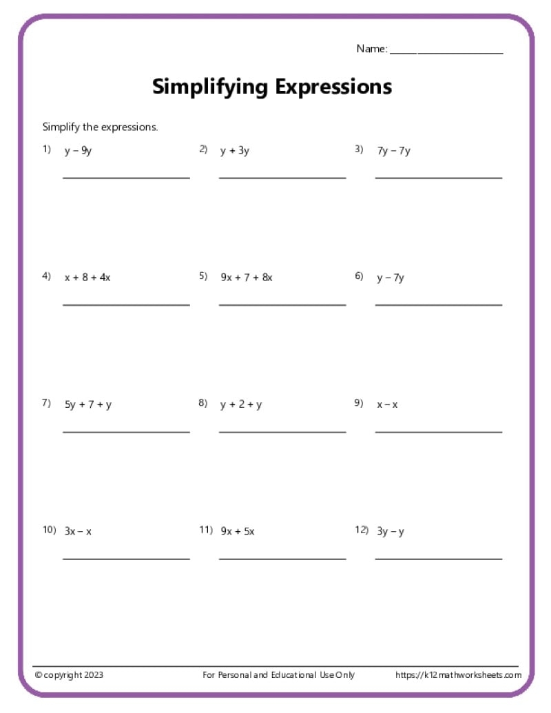 6th Grade Algebra Worksheets 6th Grade Math Worksheets Printable PDF Worksheets Cazoom Math
