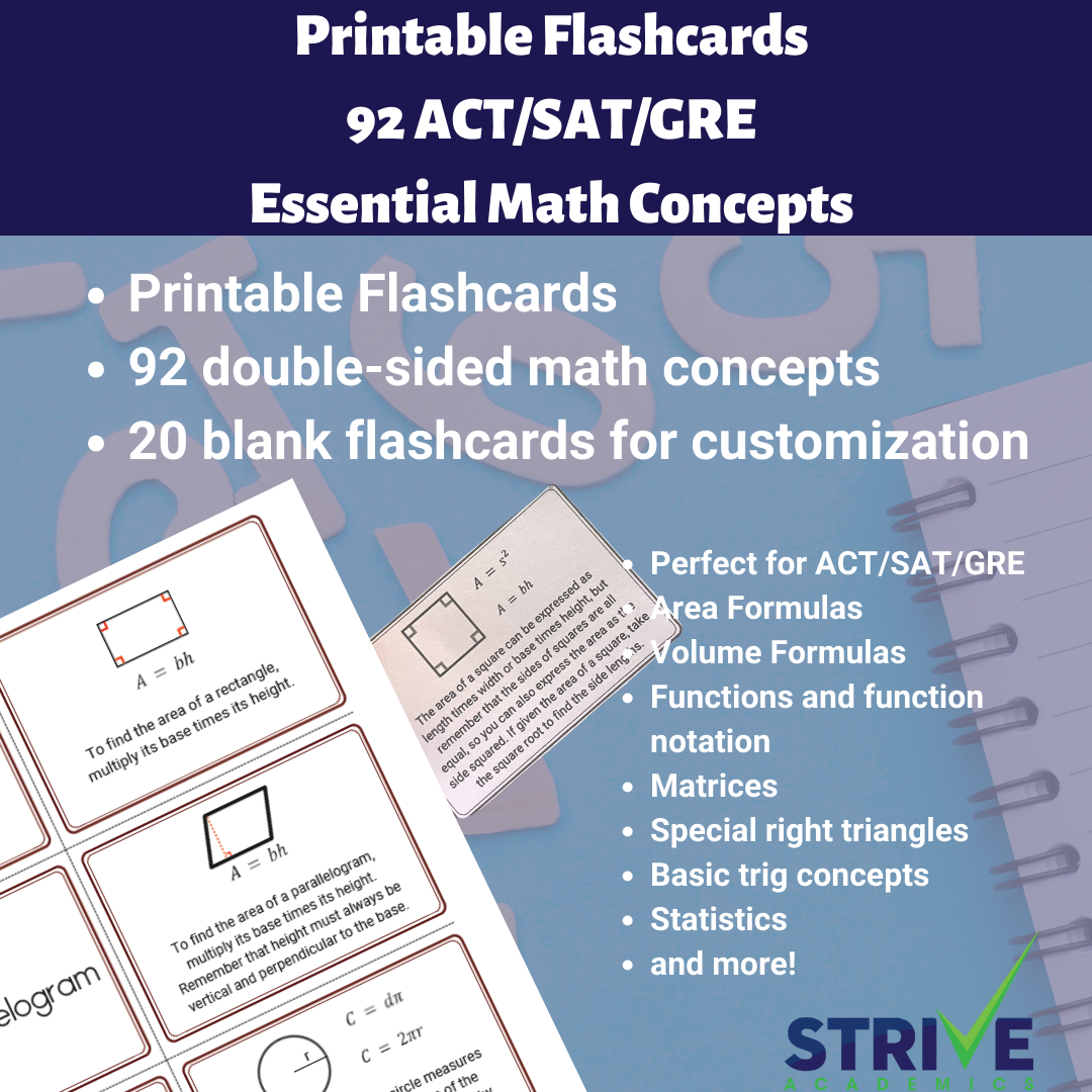 92 Essential ACT SAT GRE Math Formulas Printable Flashcards For Test Prep Payhip 92 Essential ACT SAT GRE Math Formulas Printable Flashcards For Test Prep Payhip