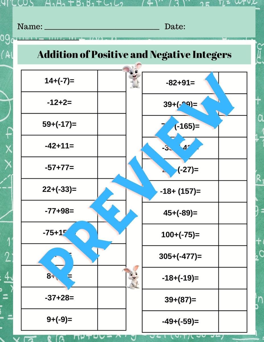 ADDING AND SUBTRACTING INTEGERS Middle School Math Worksheets Classful ADDING AND SUBTRACTING INTEGERS Middle School Math Worksheets Classful
