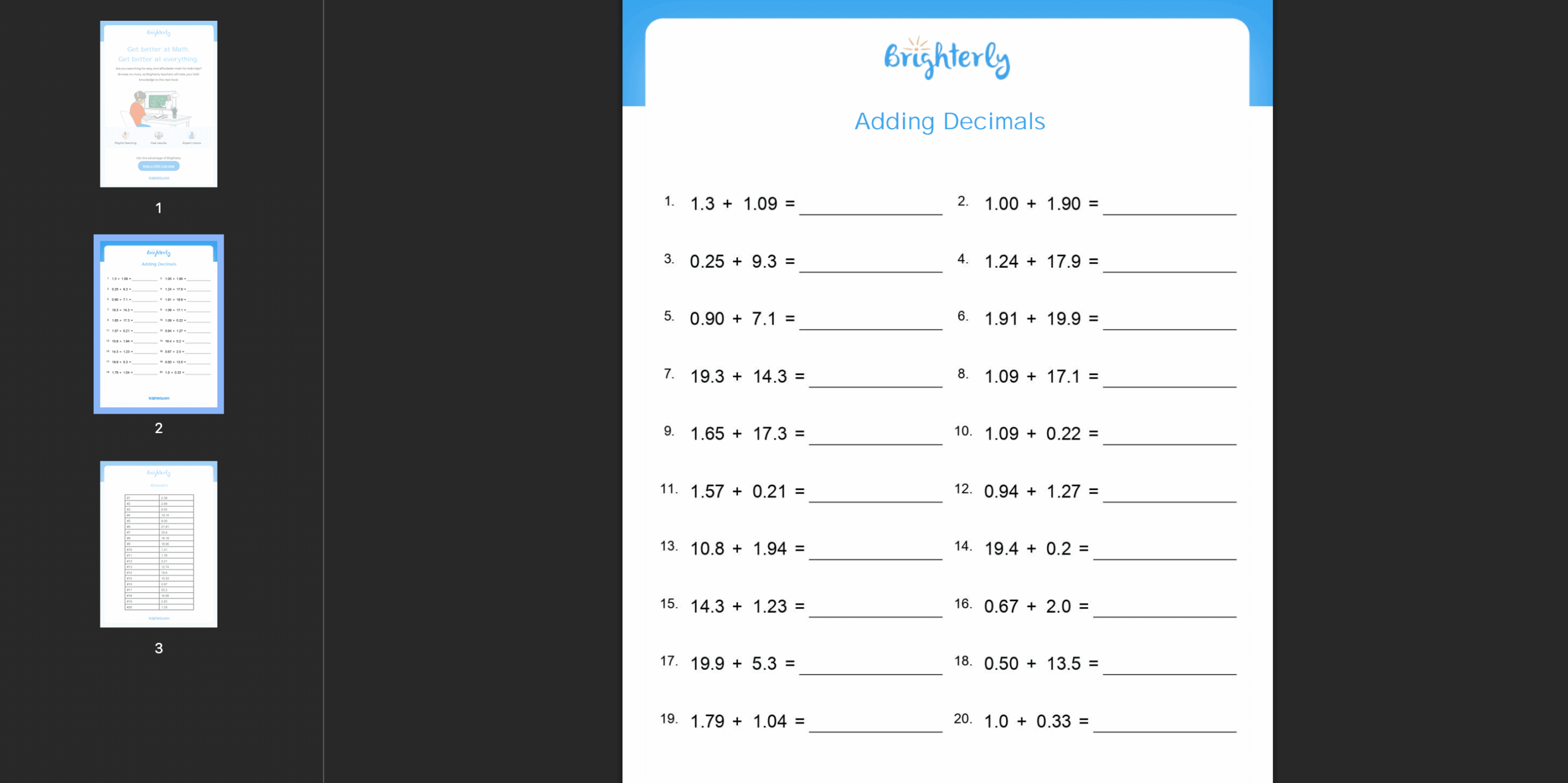 Adding Decimals Worksheet Free Download