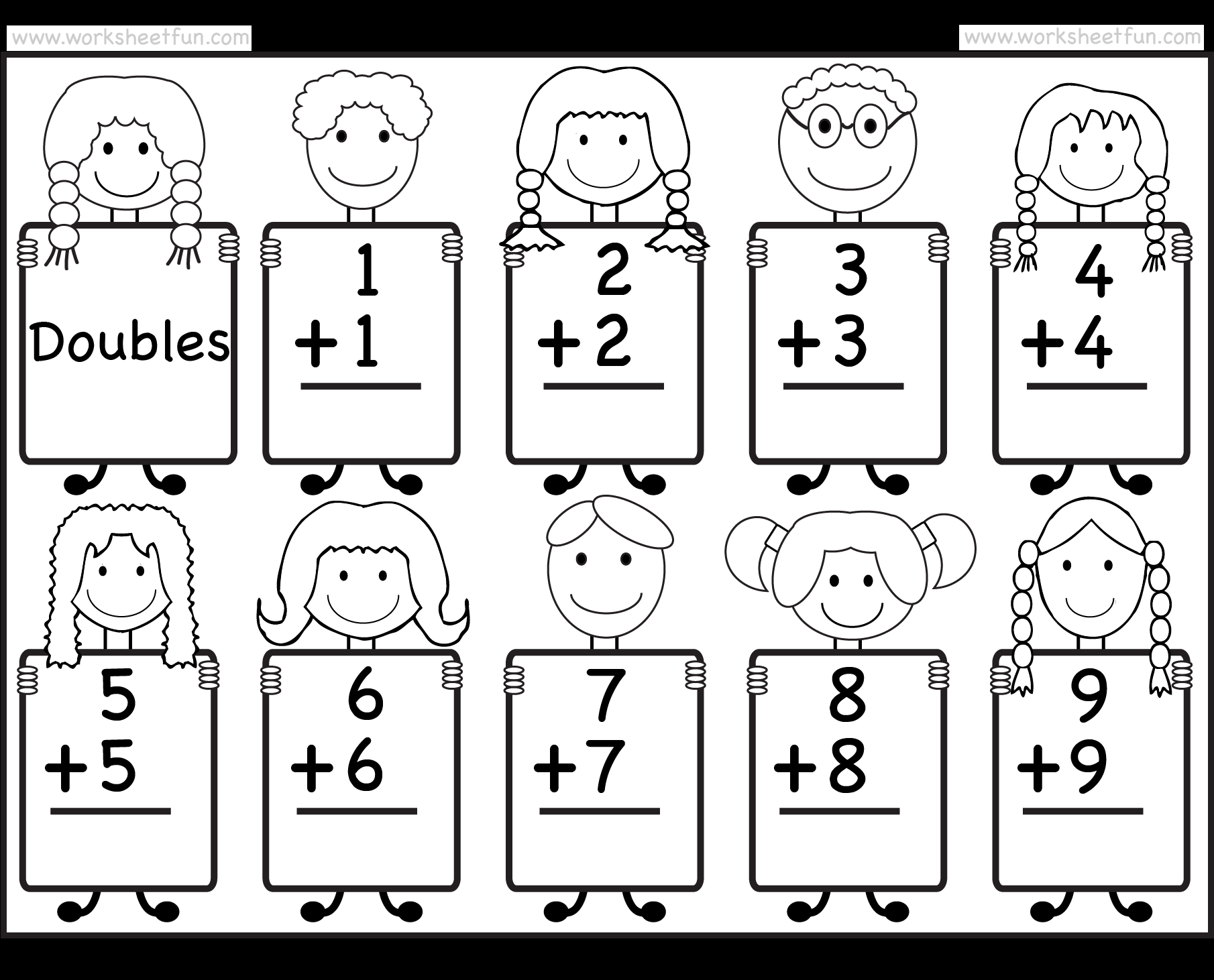 Addition Doubles Facts Beginner Addition Worksheet FREE Worksheets Library