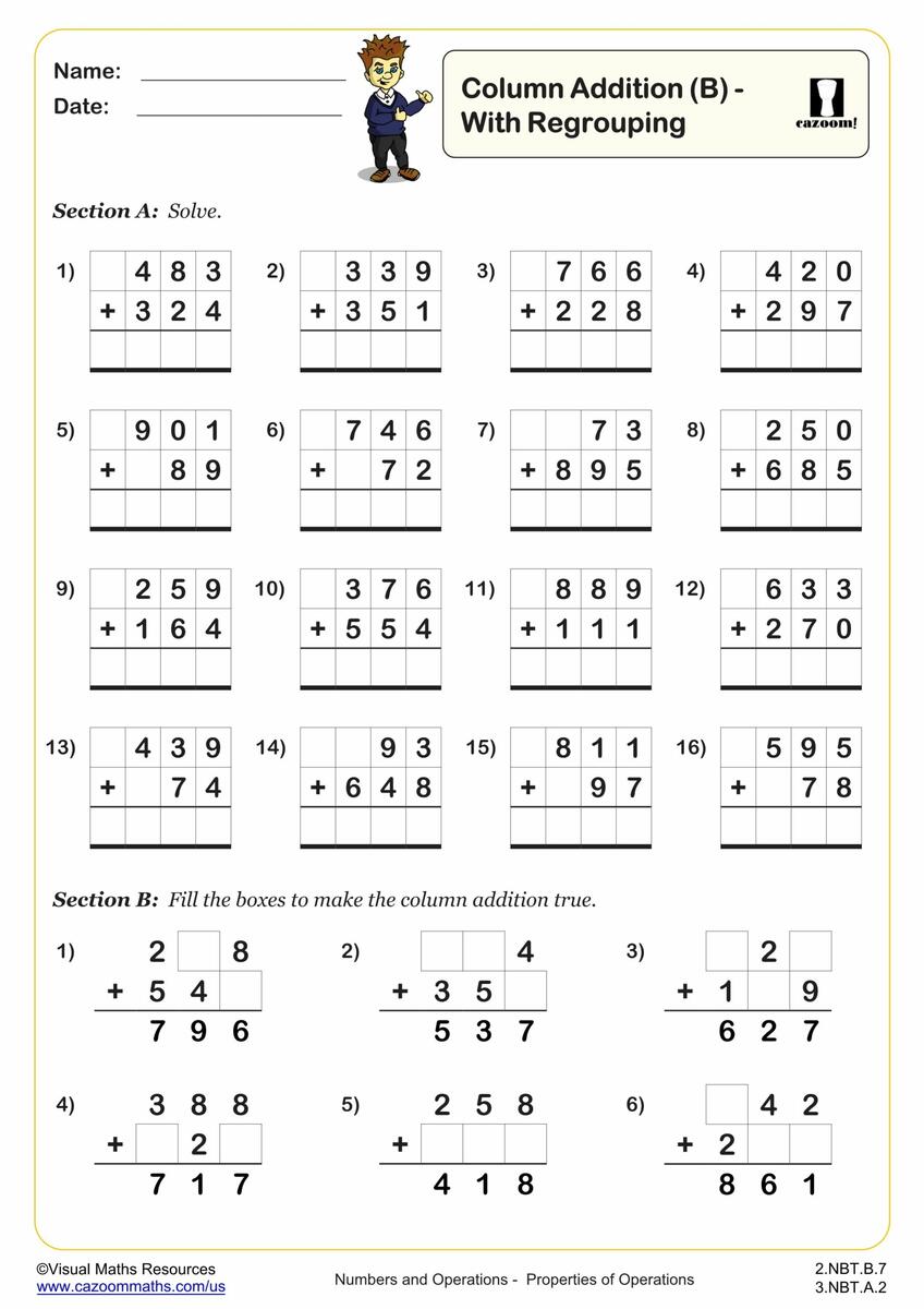 Addition Of Integers Using Formal Methods Worksheet Printable PDF Addition Worksheet Cazoom Math Eighth Grade Addition Worksheet