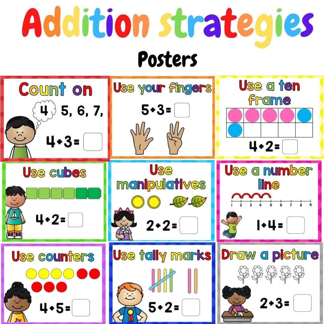 Addition Strategies Posters Etsy Singapore