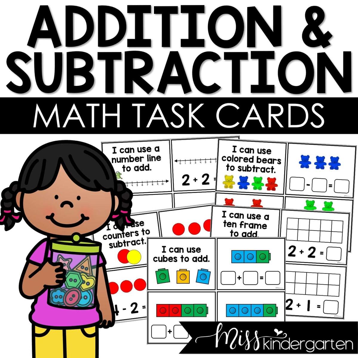 Addition Task Cards For Kindergarten Math Practice Miss Kindergarten Free Set Of Multiplication Task Cards Shelley Gray