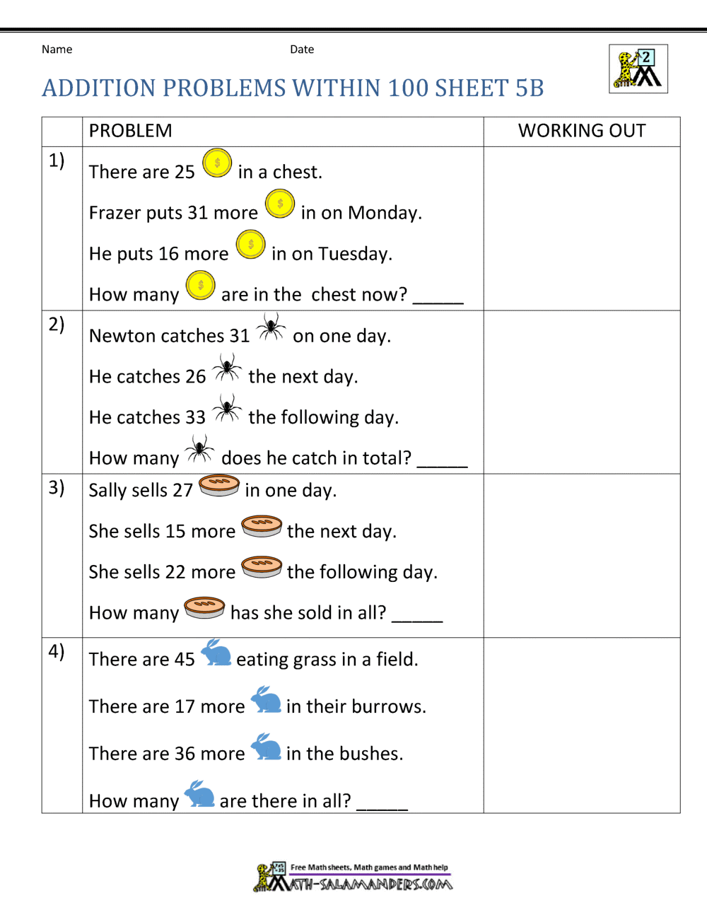 Addition Word Problems 2nd Grade Addition Word Problems 2nd Grade