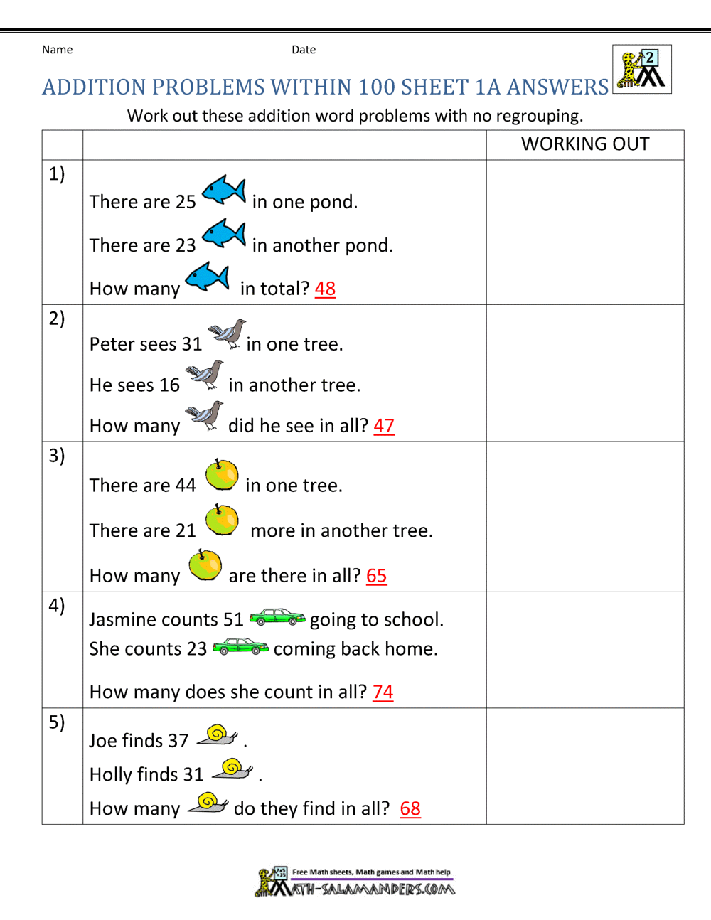 Addition Word Problems 2nd Grade Addition Word Problems 2nd Grade