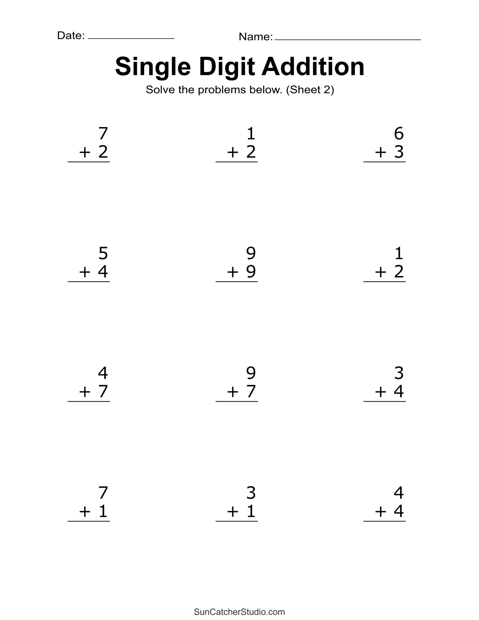 Addition Worksheets Free Printable Easy Math Problems Free Printables Lettering SVG Files Tools Apps Subtraction Worksheets Free Printable Math Drills Free Printables Lettering SVG Files Tools Apps