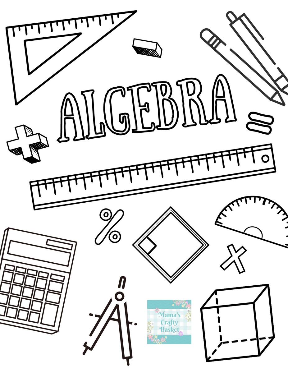 Algebra Math Binder Cover Printable Letter Size School Binder Cover Teacher Binder Printout PDF Homeschool Color Yourself Etsy
