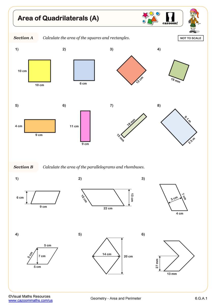 Properties Of Quadrilaterals C PDF Printable Geometry Worksheets Cazoom Math