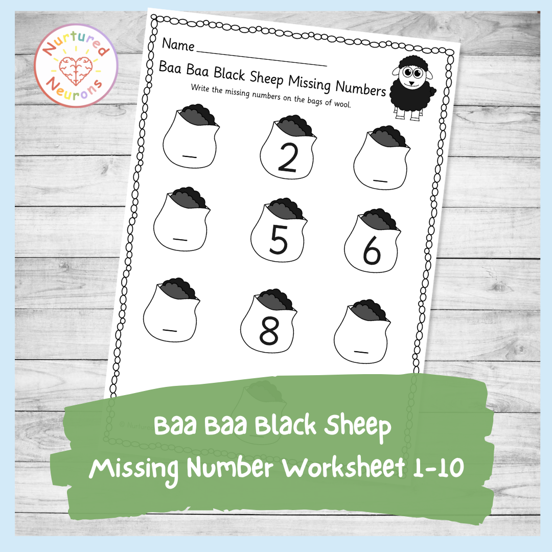Baa Baa Black Sheep Missing Number Worksheet 1 10 Nursery Rhyme Printable Nurtured Neurons