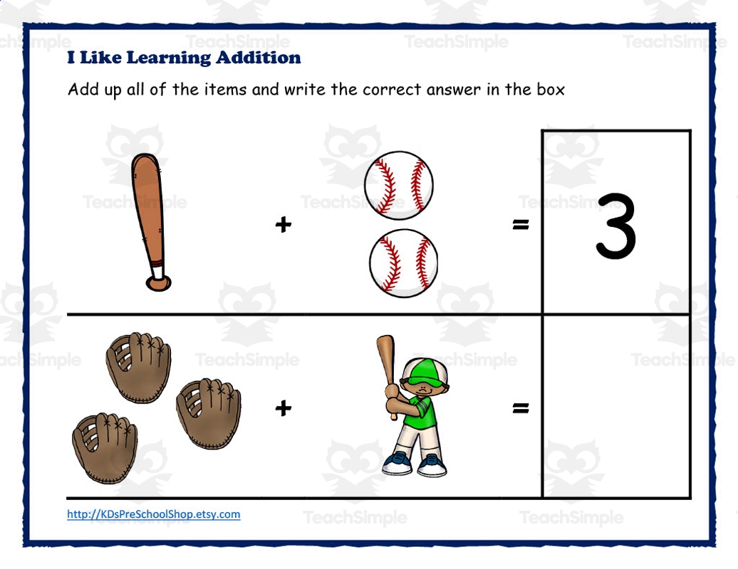 Baseball Addition Worksheet By Teach Simple Baseball Math Addition Counting Coloring Multiplying Worksheets Made By Teachers