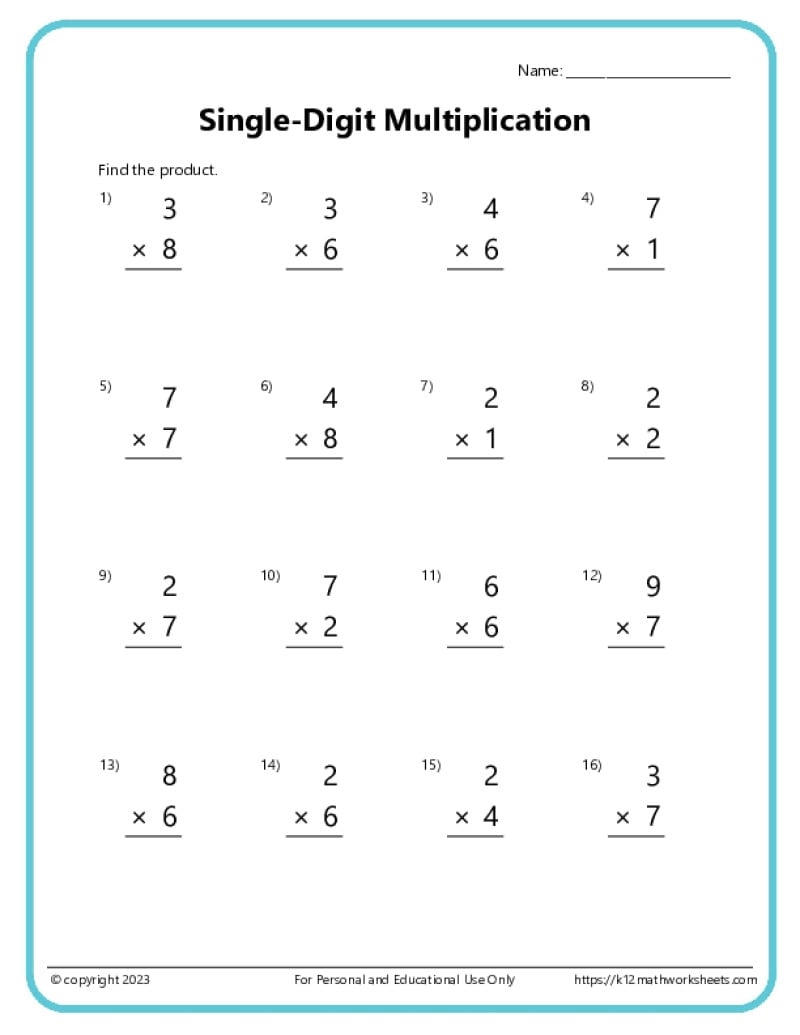 Free Multiplication Worksheets 1 12 Paper Trail Design