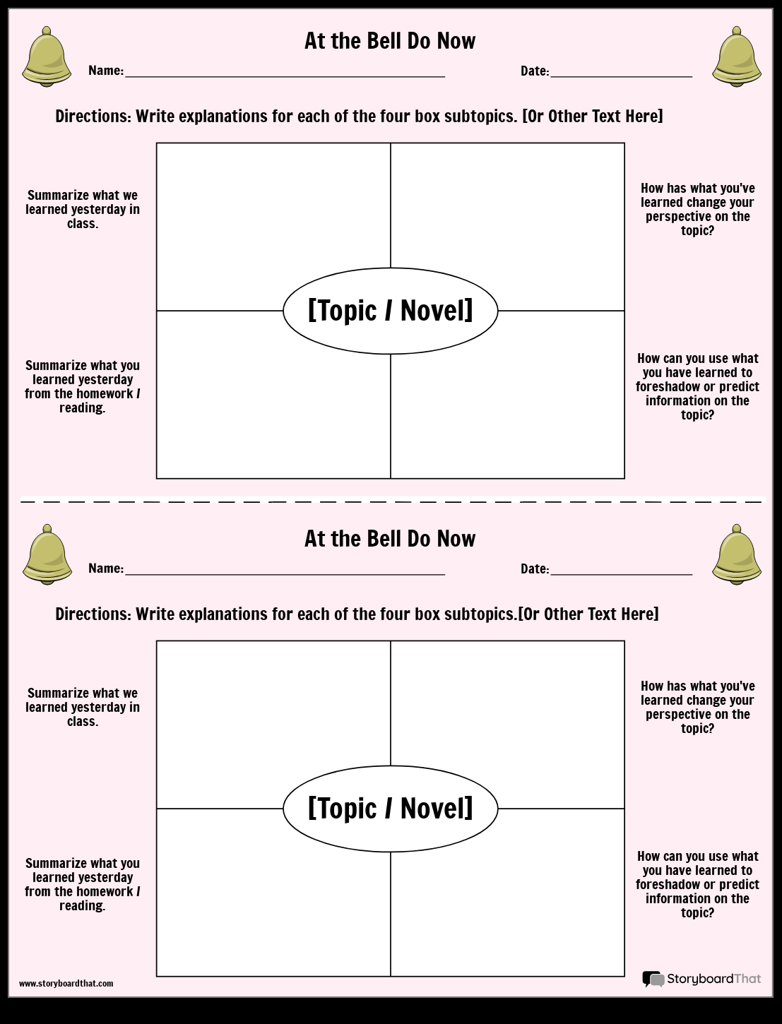 Bell Ringer Worksheets Free Templates From Storyboard That Bell Ringer Worksheets Free Templates From Storyboard That