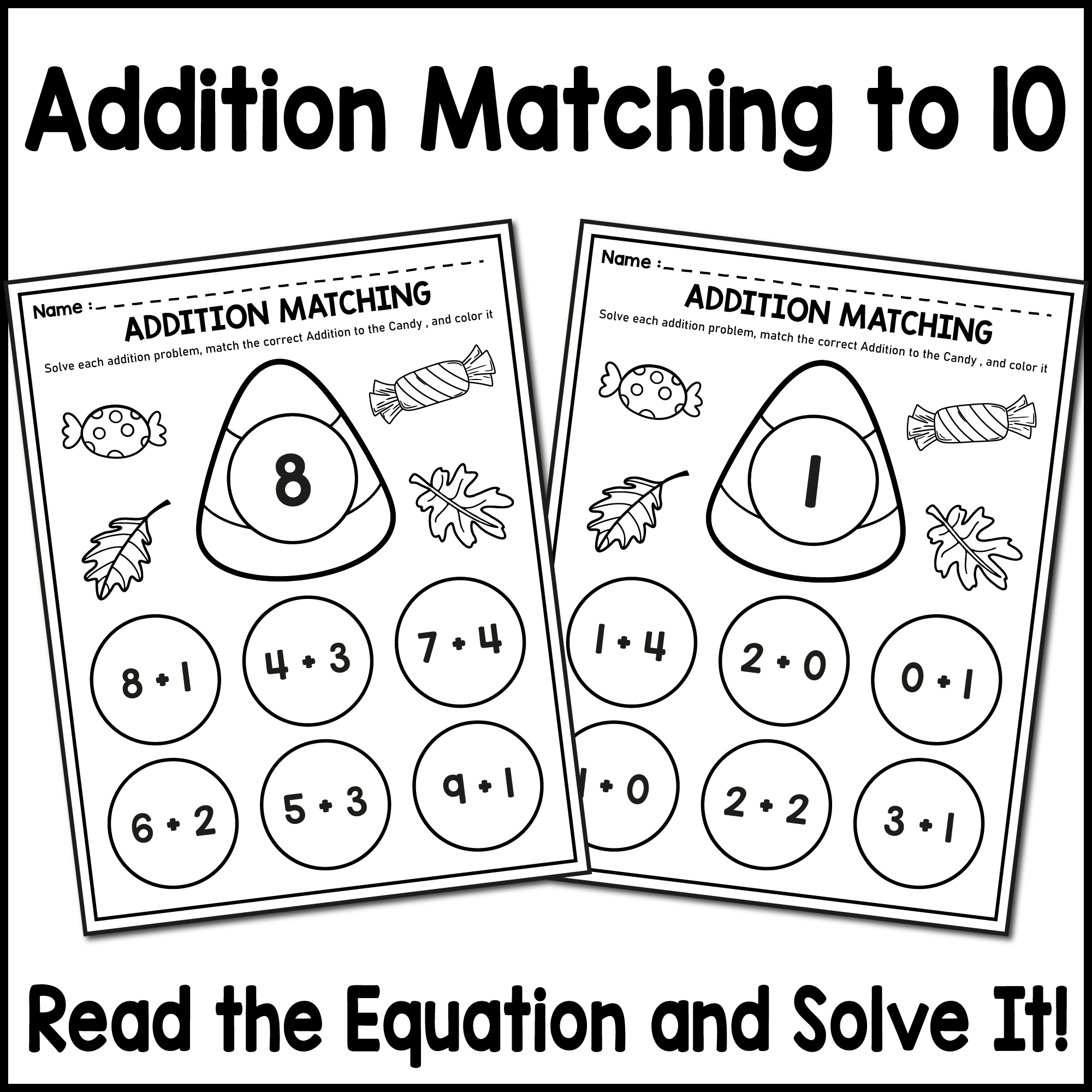 Build A Candy Corn Addition Matching To 10 Fun Fall Math Activity Made By Teachers