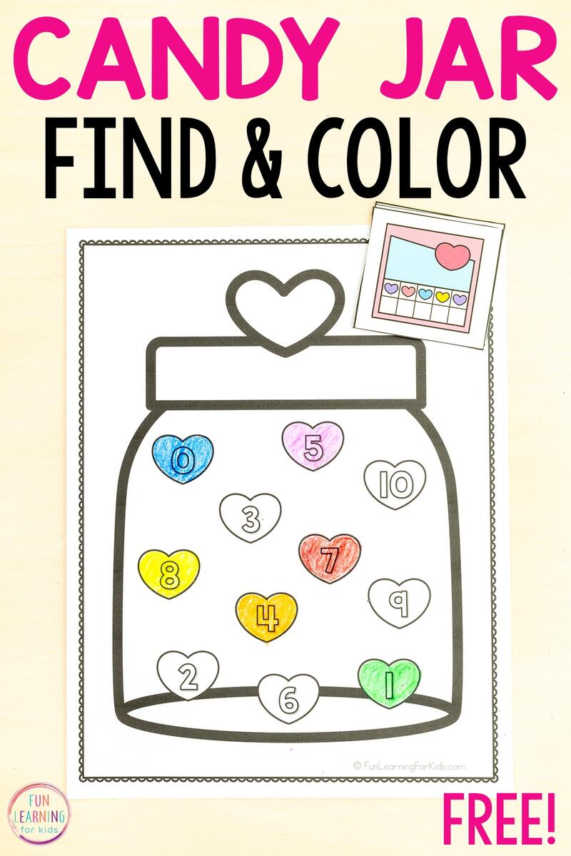 Candy Hearts Find And Color The Number For Valentine S Day